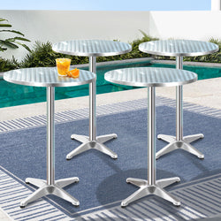 Set Of 4 Outdoor Bar Table Aluminium Round 70/110Cm