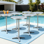Set Of 6 Outdoor Bar Table Aluminium Round 70/110Cm