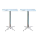 2pcs Adjustable Aluminium Outdoor Square Bar Table