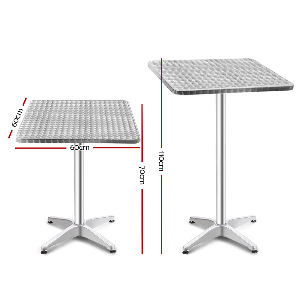 6pcs Adjustable Aluminium Outdoor Square Bar Table