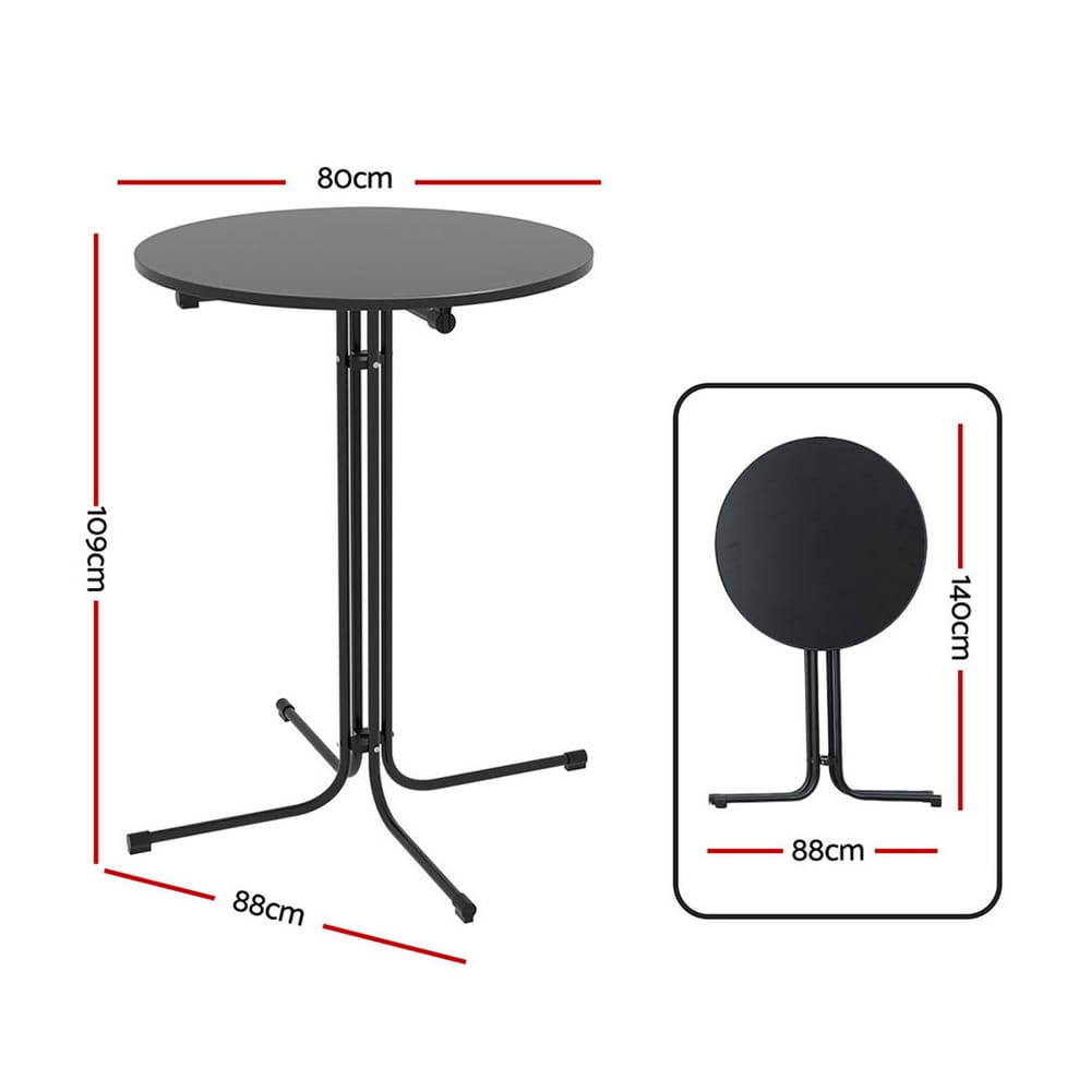 Black table 88x88x109cm, rear view