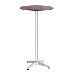 Outdoor Bar Table Wooden Cafe Table Aluminium Pole Round