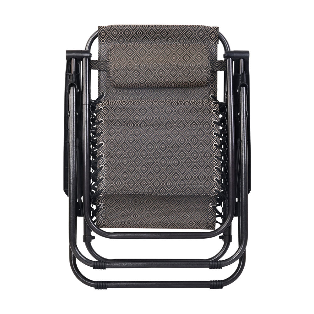 Zero Gravity Chair Folding Outdoor Recliner Adjustable Sun Lounge Camping Beige