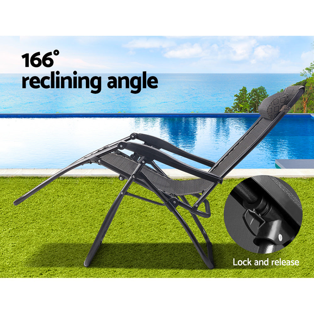 Beige Outdoor Recliner Sun Lounge Chair