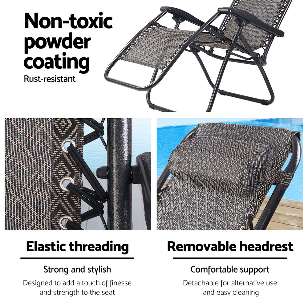 Beige Outdoor Recliner Sun Lounge Chair