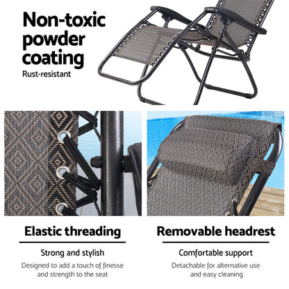 Beige Outdoor Recliner Sun Lounge Chair