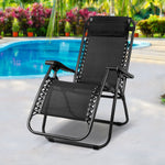 Black Outdoor Recliner Sun Lounge Chair