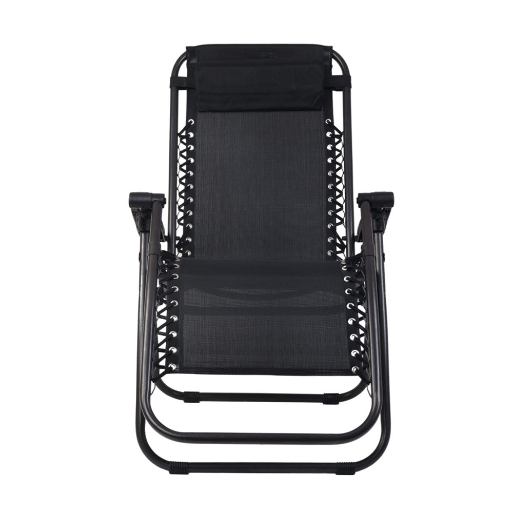 Black Outdoor Recliner Sun Lounge Chair (2Pc)