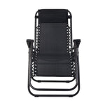 Zero Gravity Chairs 2PC Reclining Outdoor Furniture Sun Lounge Folding Camping Lounger Black