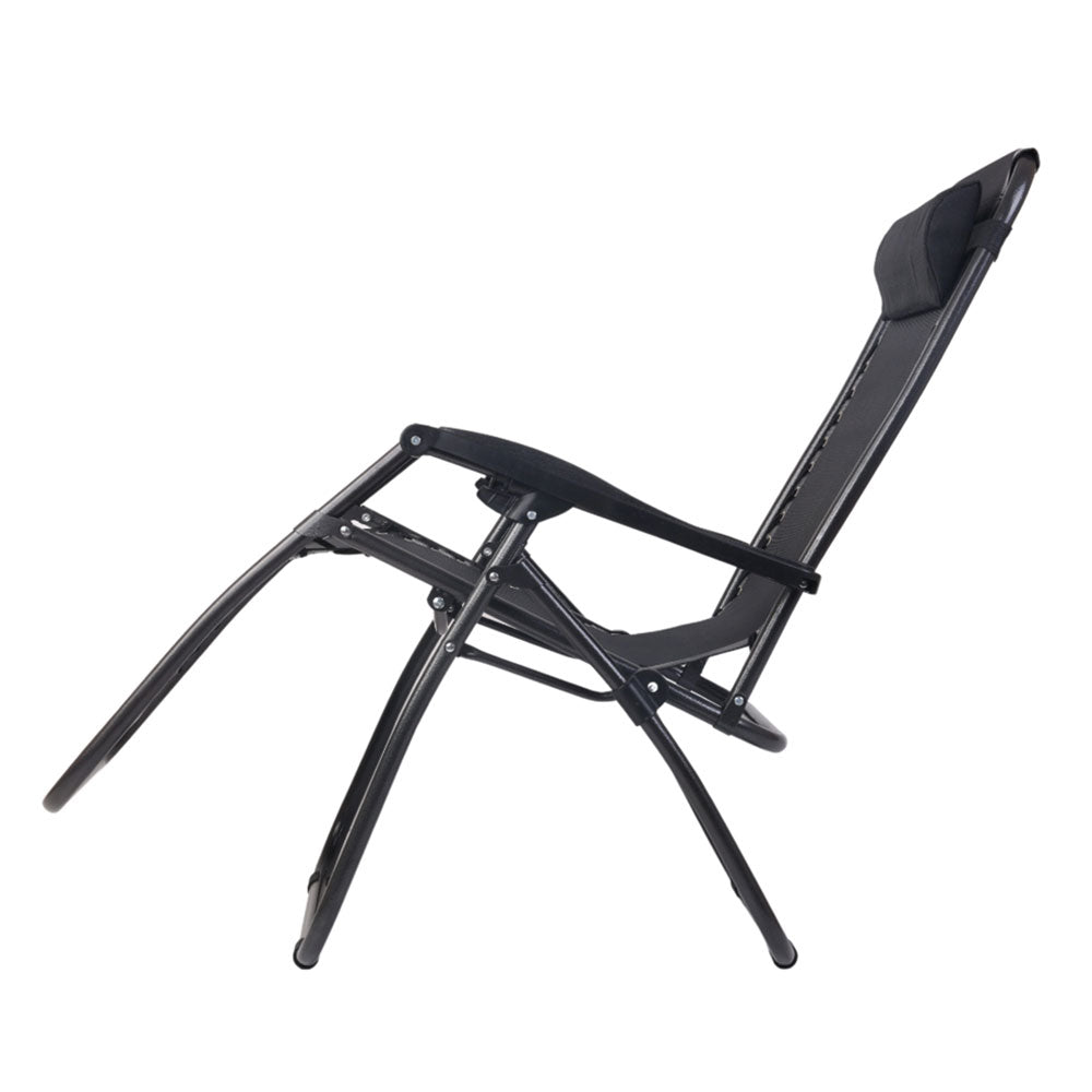 Black Outdoor Recliner Sun Lounge Chair (2Pc)