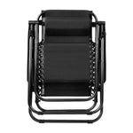 Black Outdoor Recliner Sun Lounge Chair (2Pc)