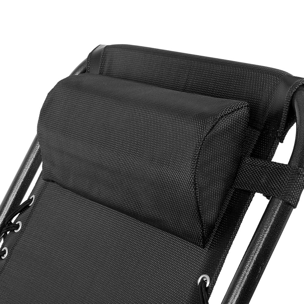 Black Outdoor Recliner Sun Lounge Chair (2Pc)