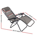 Zero Gravity Chairs 2PC Reclining Outdoor Furniture Sun Lounge Folding Camping Lounger Grey