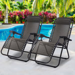 Grey Outdoor Recliner Sun Lounge Chair (2Pc
