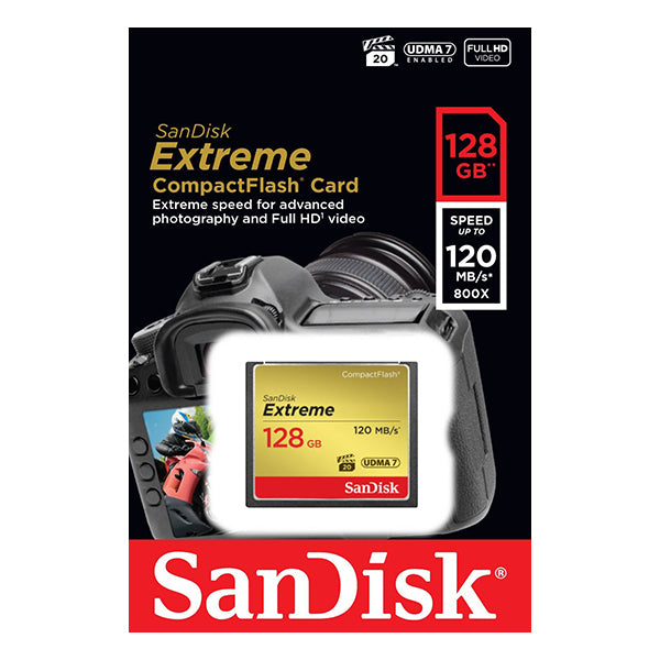  128Gb Extreme Compactflash Card With (Write) 85Mb/S And (Read)120Mb/S