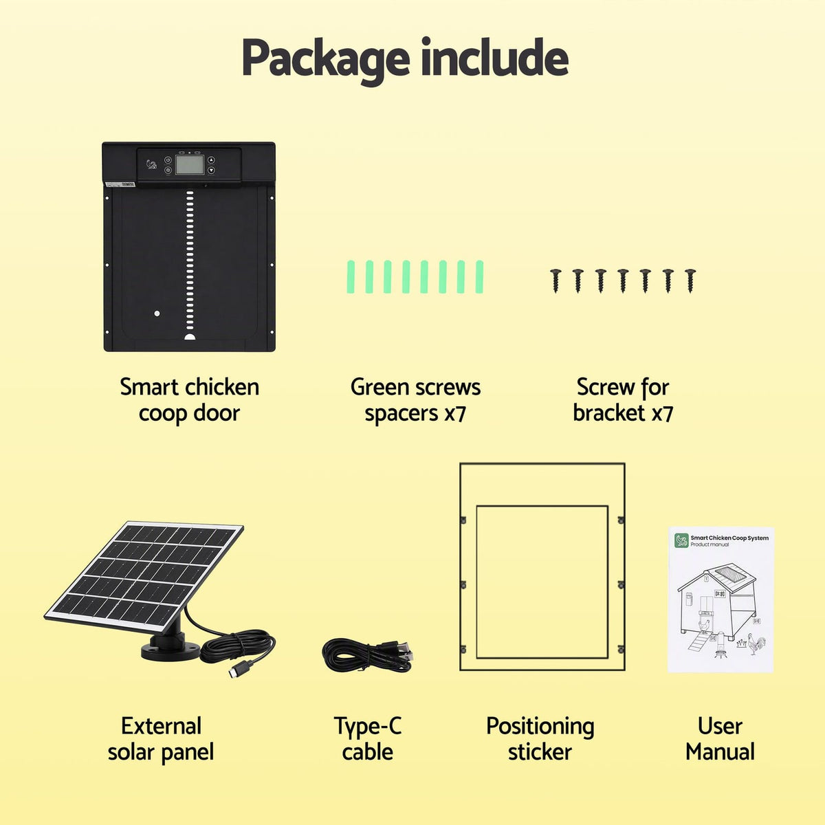 Automatic Chicken Coop Door Solar Powered 37x5x30.5cm