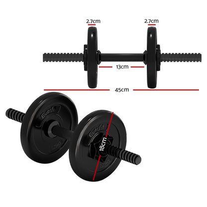 7KG Dumbbell Set Weight Plates Home Gym Fitness Exercise