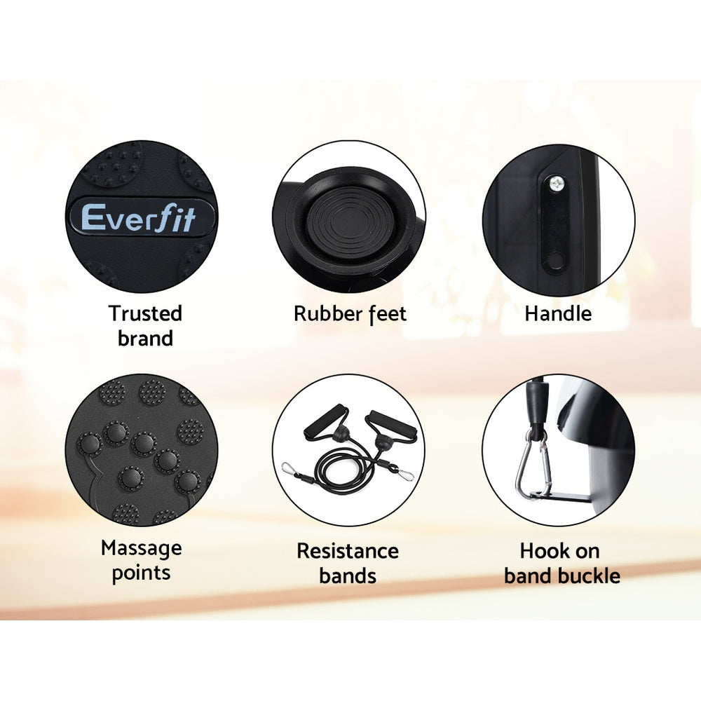 Vibration Machine Platform Home Gym Resistance Ropes - Black