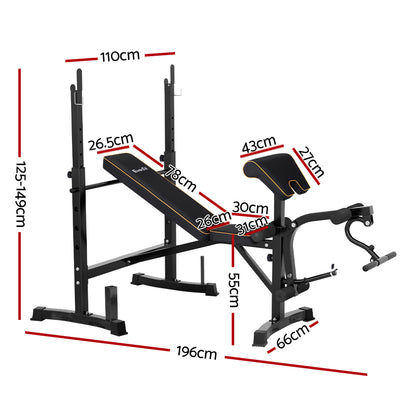 Weight Bench 10 In 1 Bench Press Home Gym Station 330Kg Capacity