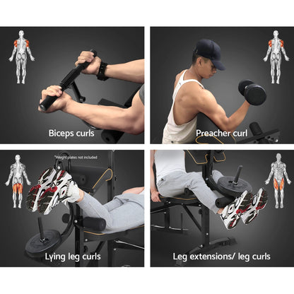 Weight Bench 10 In 1 Bench Press Home Gym Station 330Kg Capacity