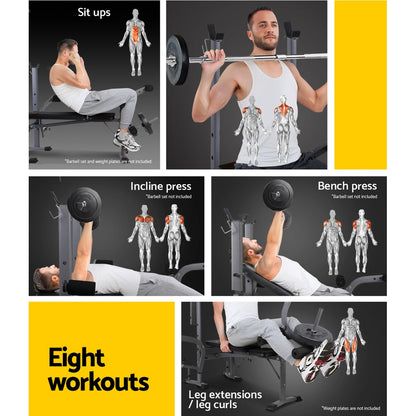 Weight Bench 8 in 1 Bench Press Adjustable Home Gym Station 200kg