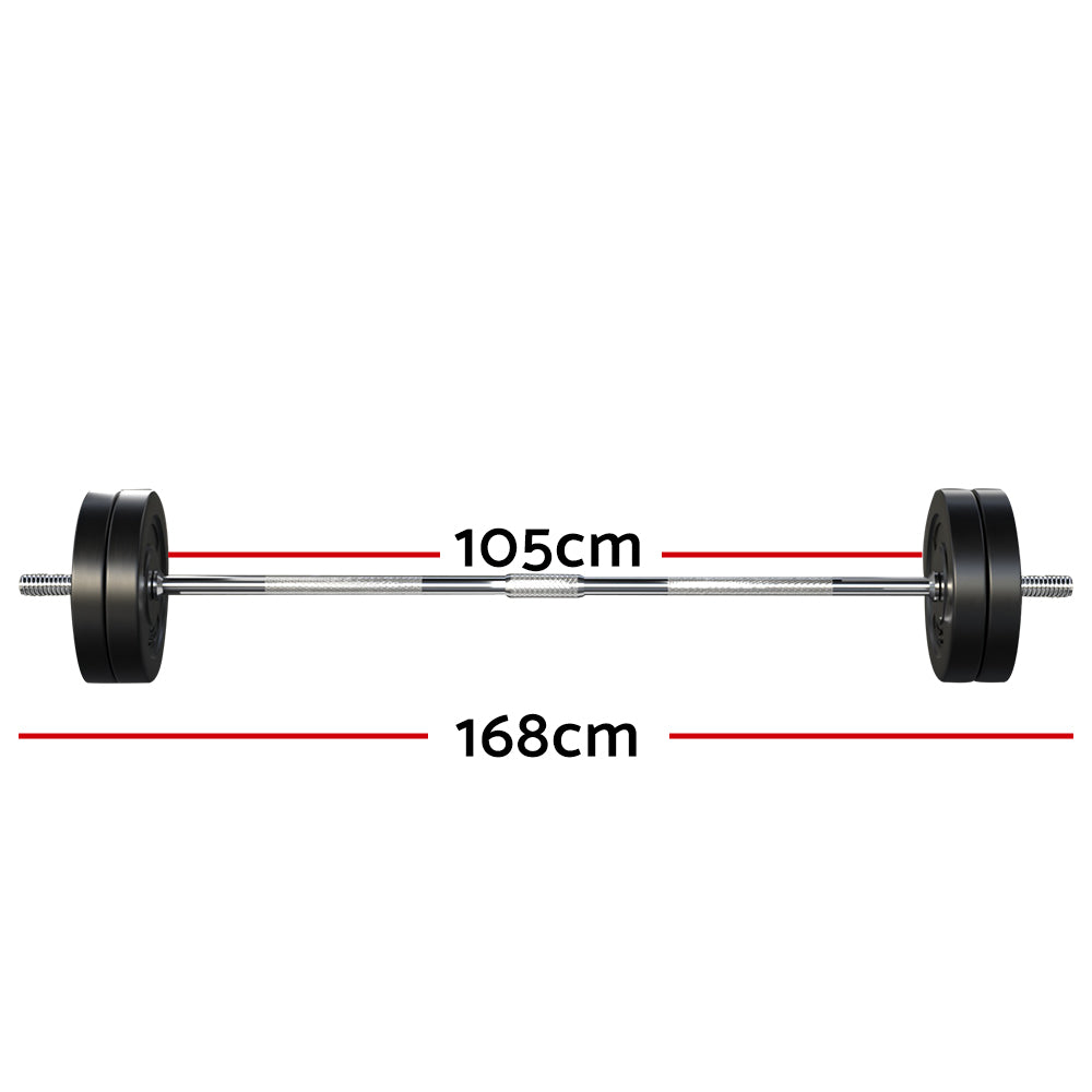48Kg Barbell Set Weight Plates Bar Lifting Bench 168Cm