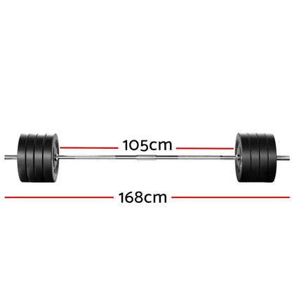 88Kg Barbell Set Weight Plates Bar Lifting Bench 168Cm