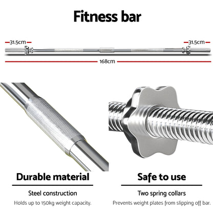 88Kg Barbell Set Weight Plates Bar Lifting Bench 168Cm