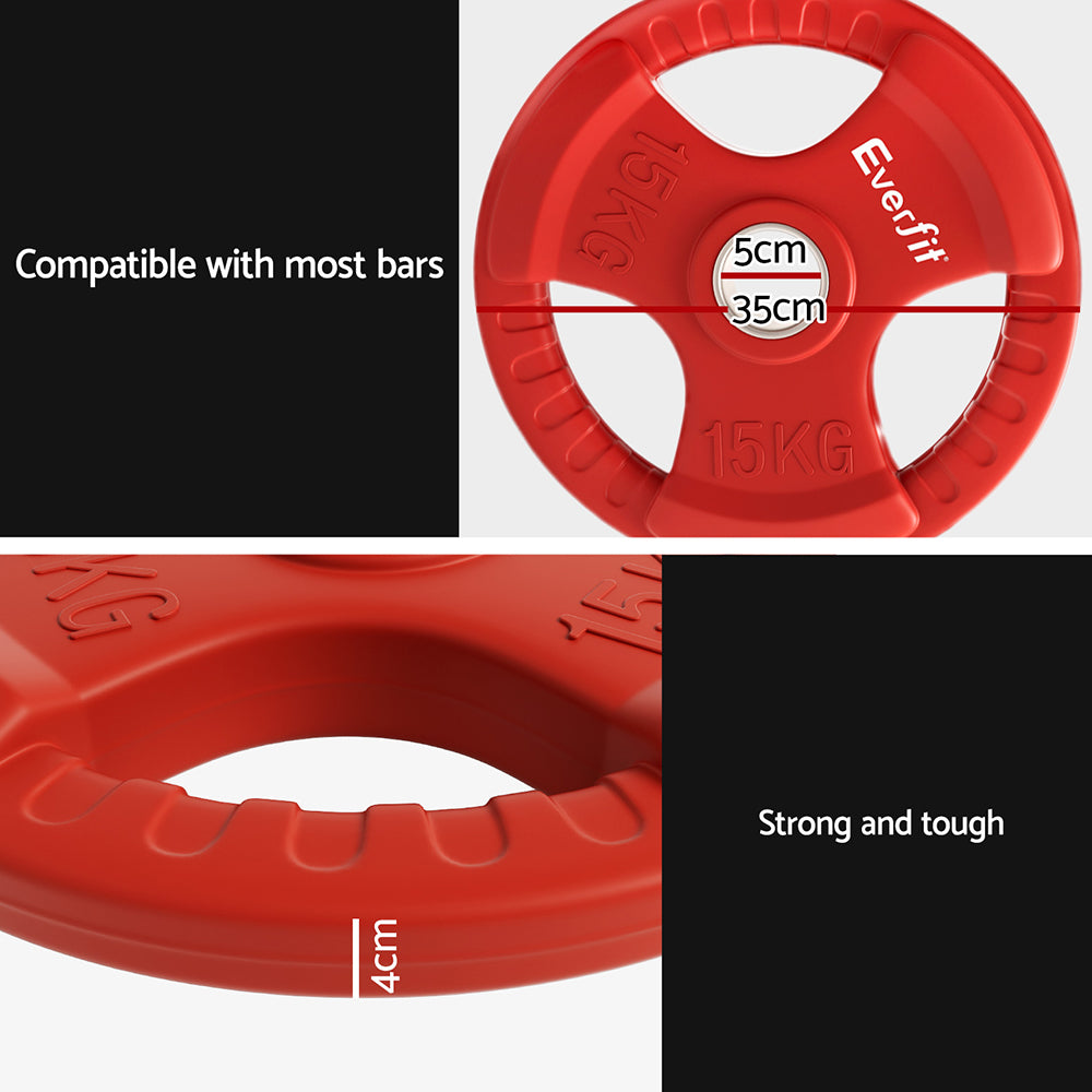 15kg Weight Plates - Standard Dumbbell Barbell Red