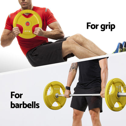 20kg Weight Plates - Standard Dumbbell Barbell Yellow