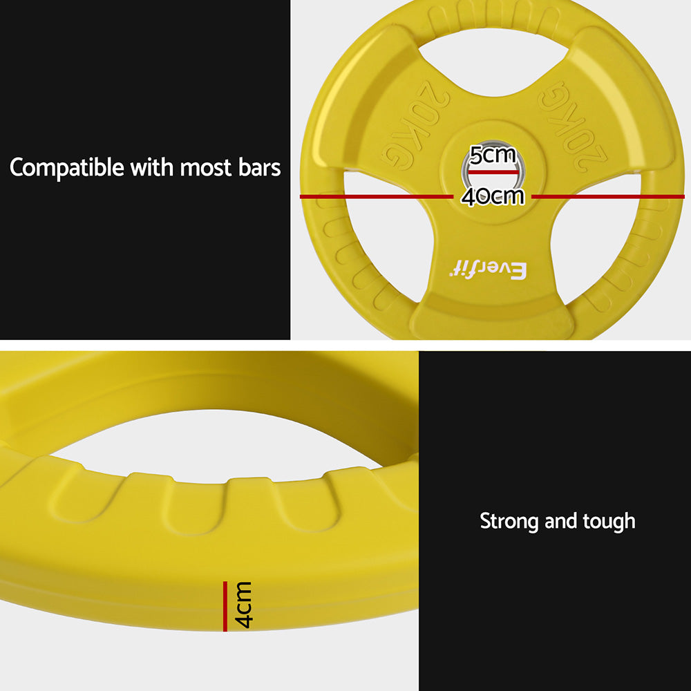 20kg Weight Plates - Standard Dumbbell Barbell Yellow