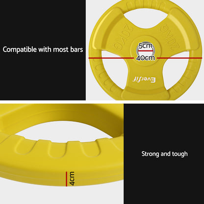 20kg Weight Plates - Standard Dumbbell Barbell Yellow