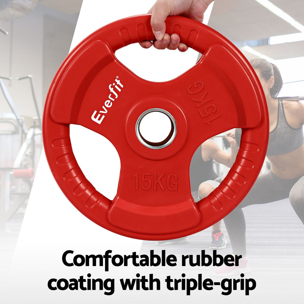 Durable Red 15kg Weight Plates for Home Gym