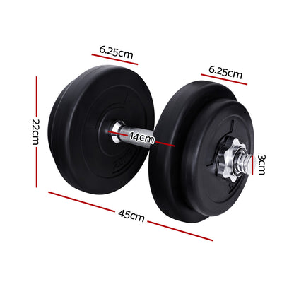 20Kg Dumbbell Set Weight Plates Dumbbells Lifting Bench