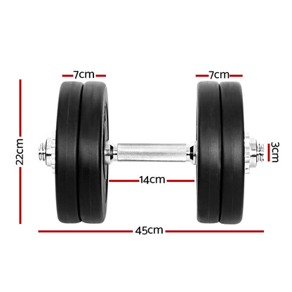 25Kg Dumbbell Set Weight Plates Dumbbells Lifting Bench