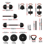 40Kg Adjustable Dumbbells Set Kettle Bell Weight Plates Barbells Gym
