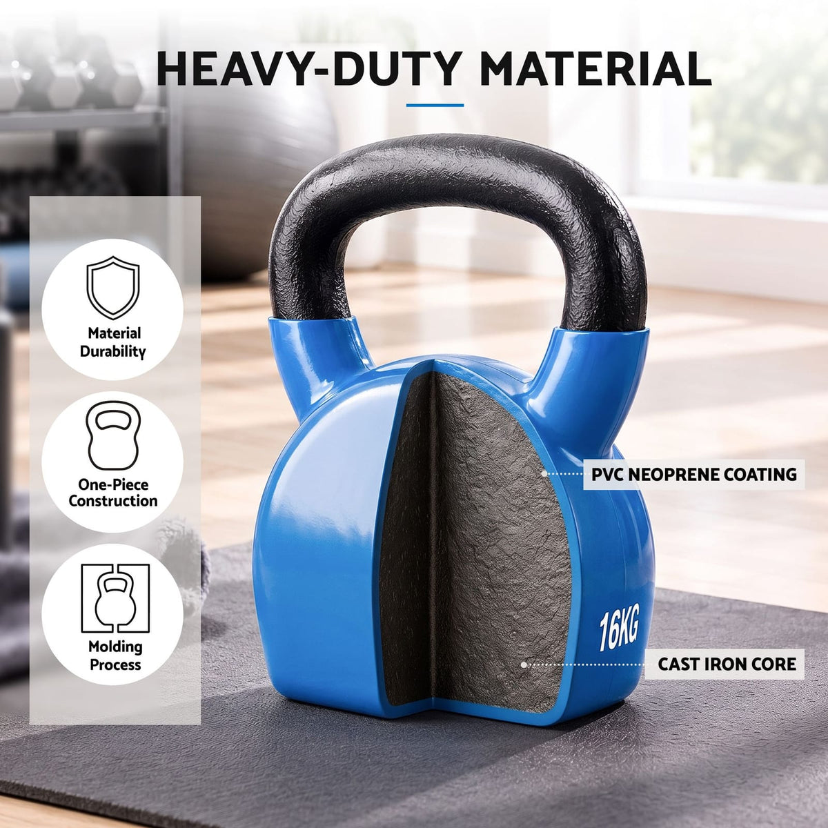 Kettlebell Weight Blue Cast Iron 21x12x27cm