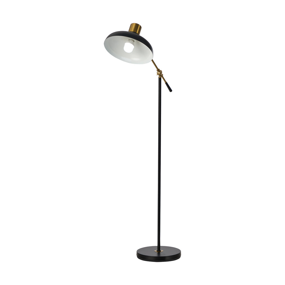 Adjustable Height Floor Lamp Standing Light Metal Frame Black Home Décor