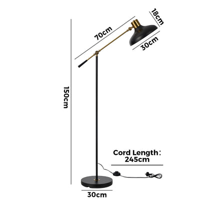 Adjustable Height Floor Lamp Standing Light Metal Frame Black Home Décor