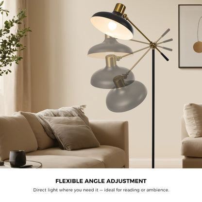 Adjustable Height Floor Lamp Standing Light Metal Frame Black Home Décor