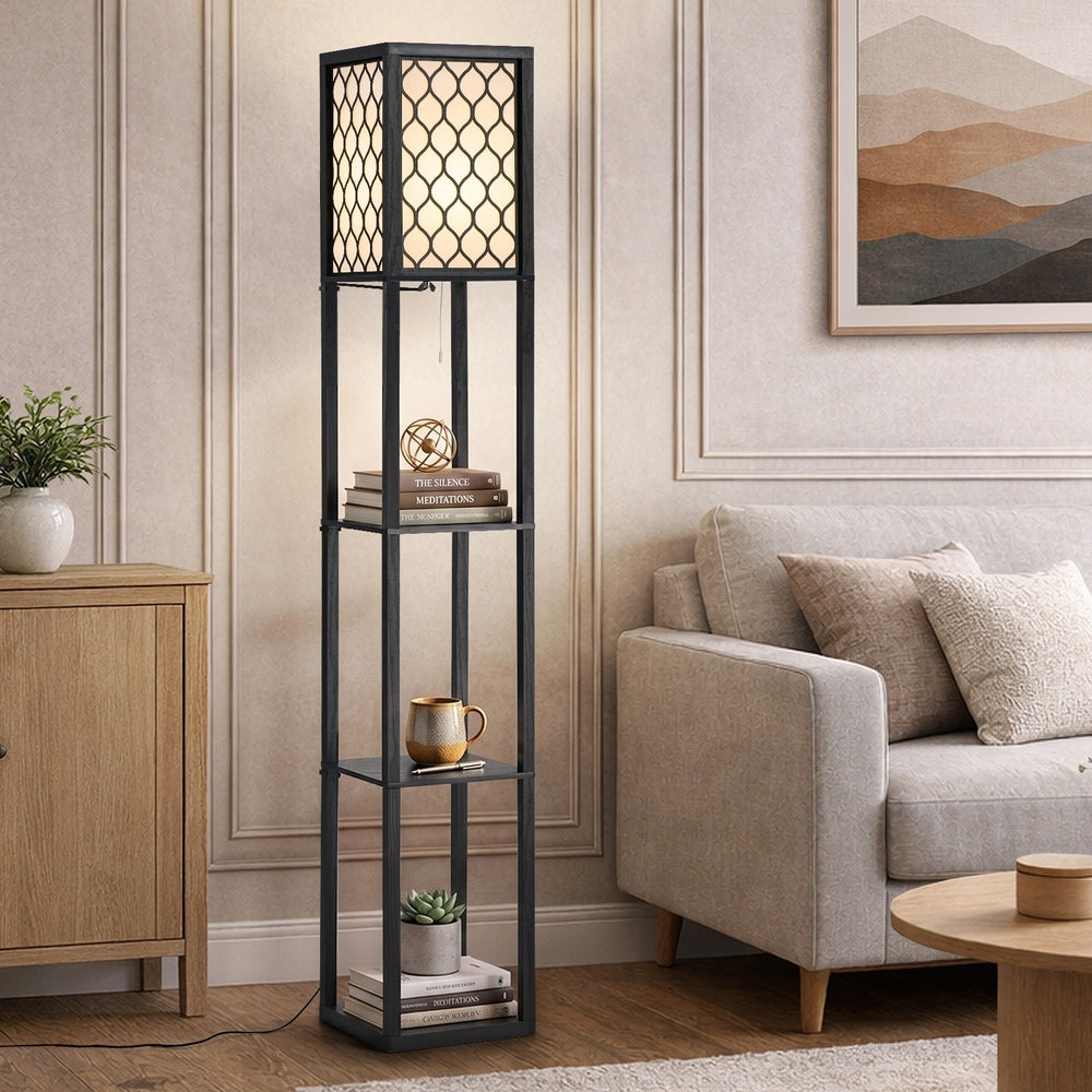 Floor Lamp Metal 3-Tier Shelf 26x26x160cm