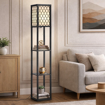 Floor Lamp Metal 3-Tier Shelf 26x26x160cm