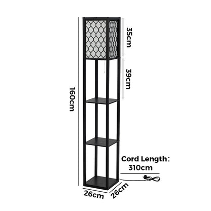Floor Lamp Metal 3-Tier Shelf 26x26x160cm