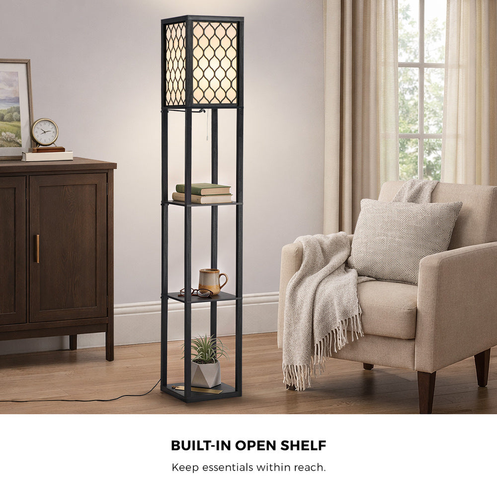 Floor Lamp Metal 3-Tier Shelf 26x26x160cm