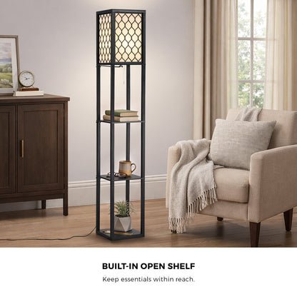Floor Lamp Metal 3-Tier Shelf 26x26x160cm