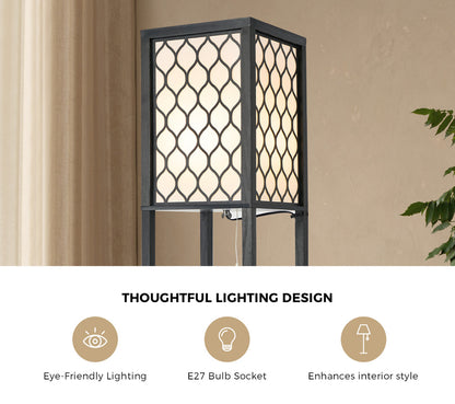 Floor Lamp Metal 3-Tier Shelf 26x26x160cm