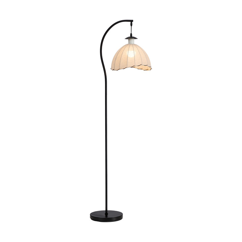 Retro Floor Lamp Standing Light Fabric Shade Metal Frame Home Décor