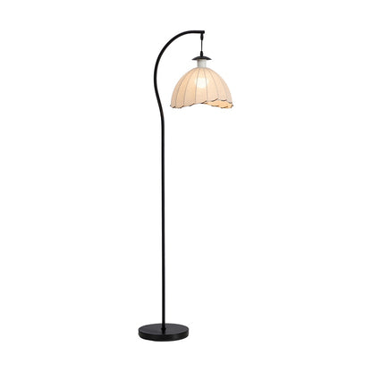 Retro Floor Lamp Standing Light Fabric Shade Metal Frame Home Décor
