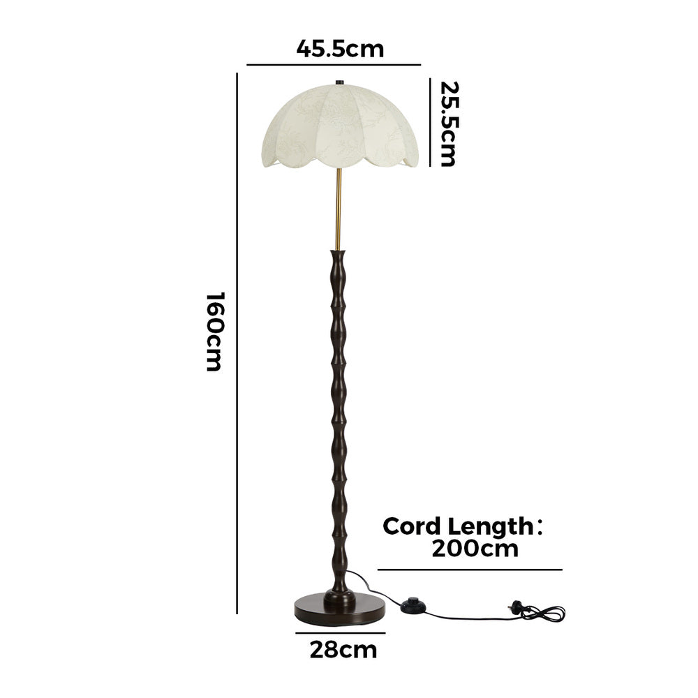 Metal Floor Lamp Vintage Fabric Shade 45.5x45.5x160cm