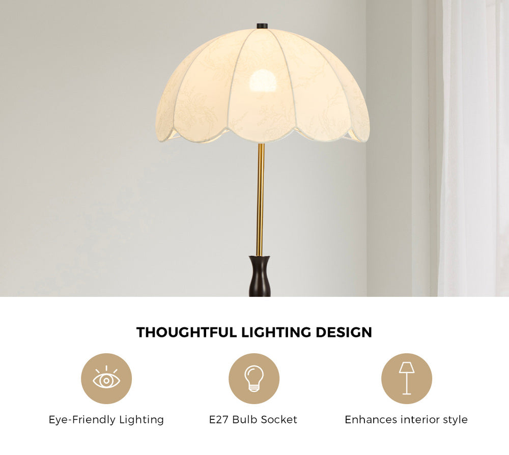 Metal Floor Lamp Vintage Fabric Shade 45.5x45.5x160cm